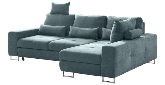 ECKSOFA in Flachgewebe Grün  - Grün, Design, Textil/Metall (260/188cm) - Hom`in