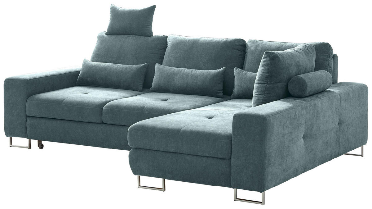 ECKSOFA in Flachgewebe Grün  - Grün, Design, Textil/Metall (260/188cm) - Hom`in