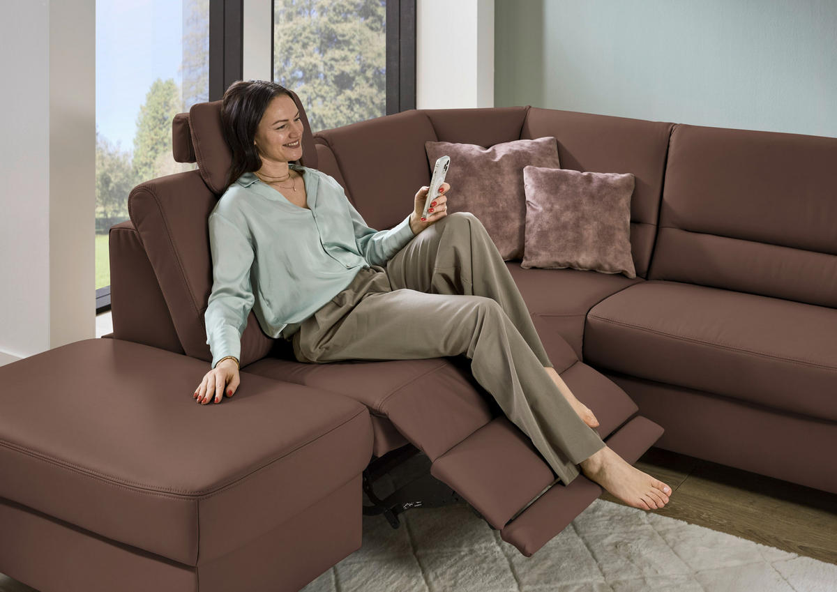 ECKSOFA  in Echtleder Braun  249/290 cm  - Schwarz/Braun, KONVENTIONELL, Leder/Metall (249/290cm) - Beldomo Premium