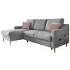 ECKSOFA Grau Mikrofaser  - Dunkelrosa/Naturfarben, Design, Holz/Textil (150/228cm) - MID.YOU
