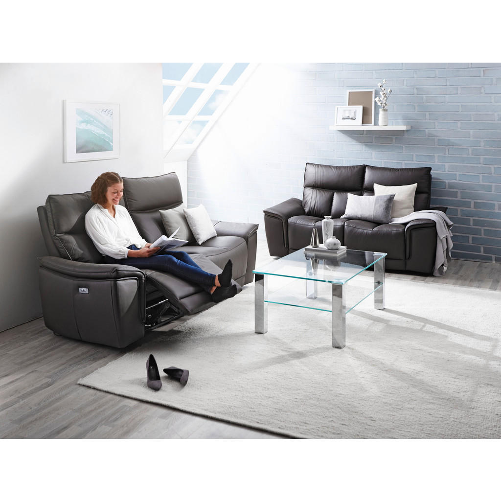 Thumbnail - Celina Home 2-Sitzer-Sofa, Dunkelbraun, Leder, Echtleder, Spaltleder, Rindleder, Uni, 210x102x98 cm, Wohnzimmer, Sofas &...