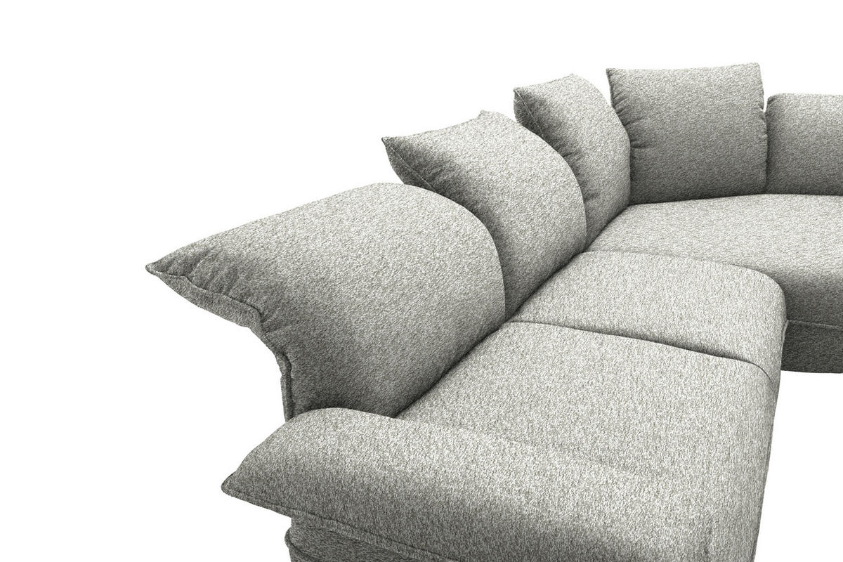 ECKSOFA Chenille Ecru  - Ecru/Schwarz, Design, Kunststoff/Textil (343/154cm) - Koinor