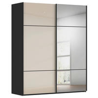 SCHWEBETÜRENSCHRANK  in Schwarz, Champagner  - Champagner/Schwarz, KONVENTIONELL, Glas/Holzwerkstoff (181/223/68cm) - Novel