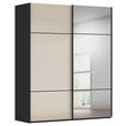 SCHWEBETÜRENSCHRANK 181/223/68 cm 2-türig Schwarz, Champagner  - Champagner/Schwarz, KONVENTIONELL, Glas/Holzwerkstoff (181/223/68cm) - Novel