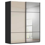 SCHWEBETÜRENSCHRANK 201/223/68 cm 2-türig Schwarz, Champagner  - Champagner/Schwarz, KONVENTIONELL, Glas/Holzwerkstoff (201/223/68cm) - Novel
