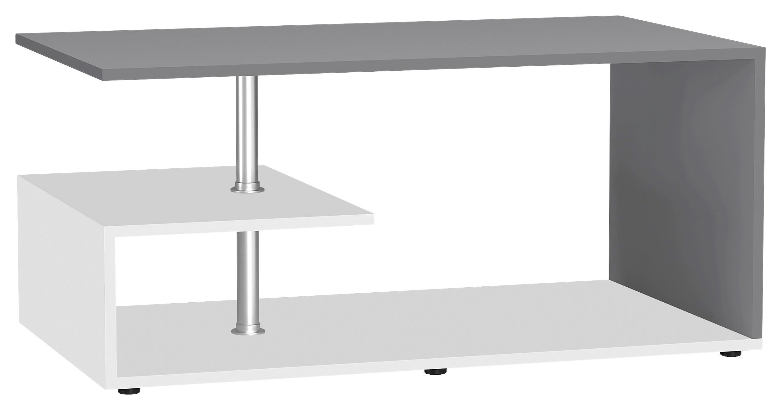 COUCHTISCH Maliso 91/53/42 cm rechteckig Anthrazit, Weiß  - Anthrazit/Schwarz, Design, Holzwerkstoff/Kunststoff (91/53/42cm) - MID.YOU