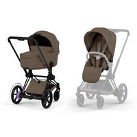 KOMBIKINDERWAGEN ePRIAM Comfort Matt Black  - Schwarz/Braun, Basics, Kunststoff/Textil (93,5/60/109cm) - cybex PLATINUM