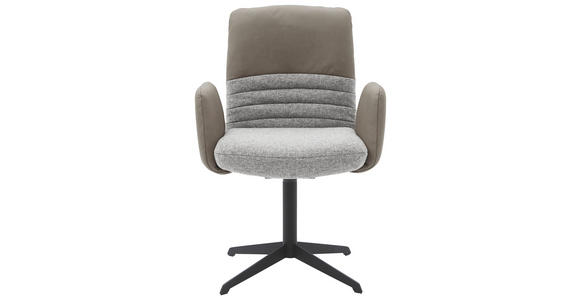 ARMLEHNSTUHL in Stahl Flachgewebe Echtleder pigmentiert - Hellgrau/Schwarz, Design, Leder/Textil (64/93/69cm) - Dieter Knoll