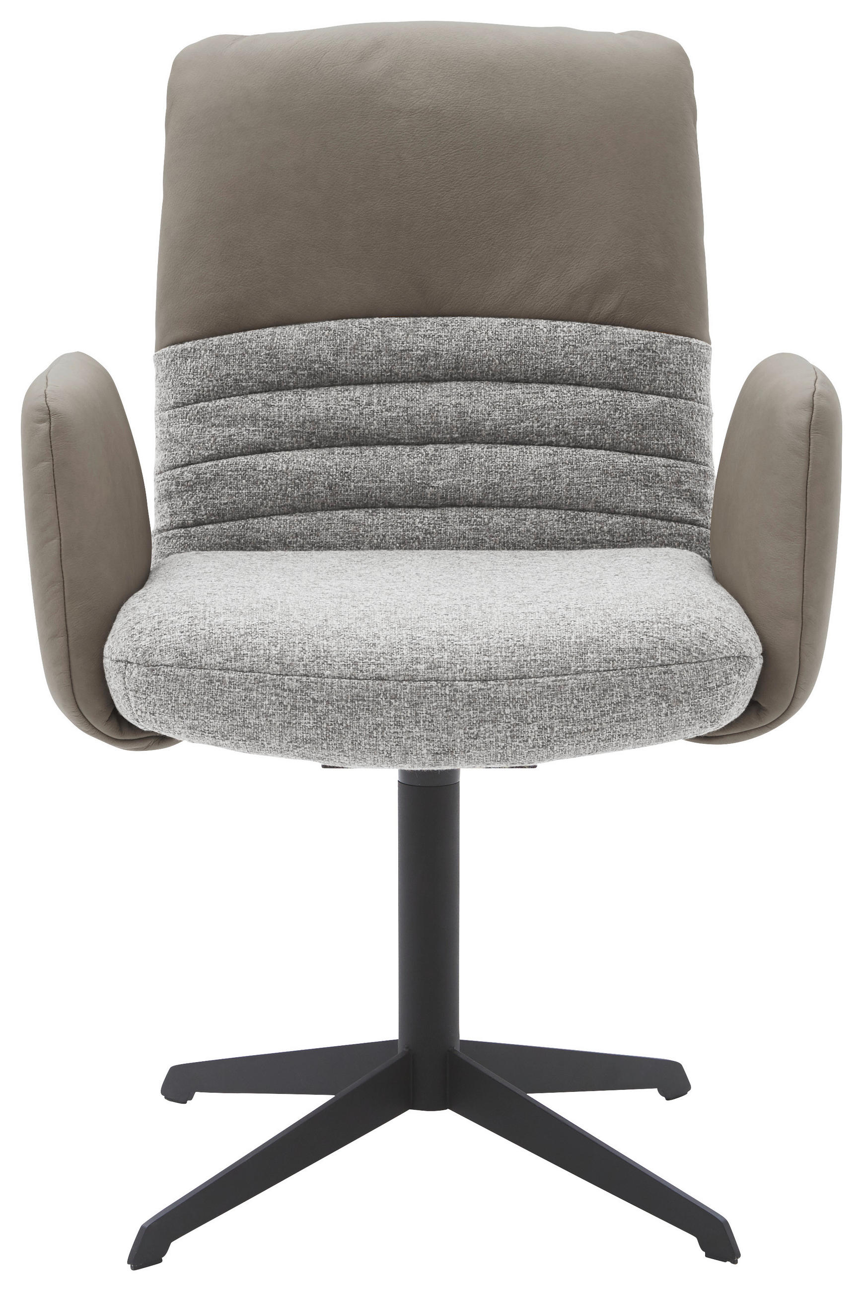 ARMLEHNSTUHL  in Stahl Flachgewebe Echtleder pigmentiert  - Hellgrau/Schwarz, Design, Leder/Textil (64/93/69cm) - Dieter Knoll