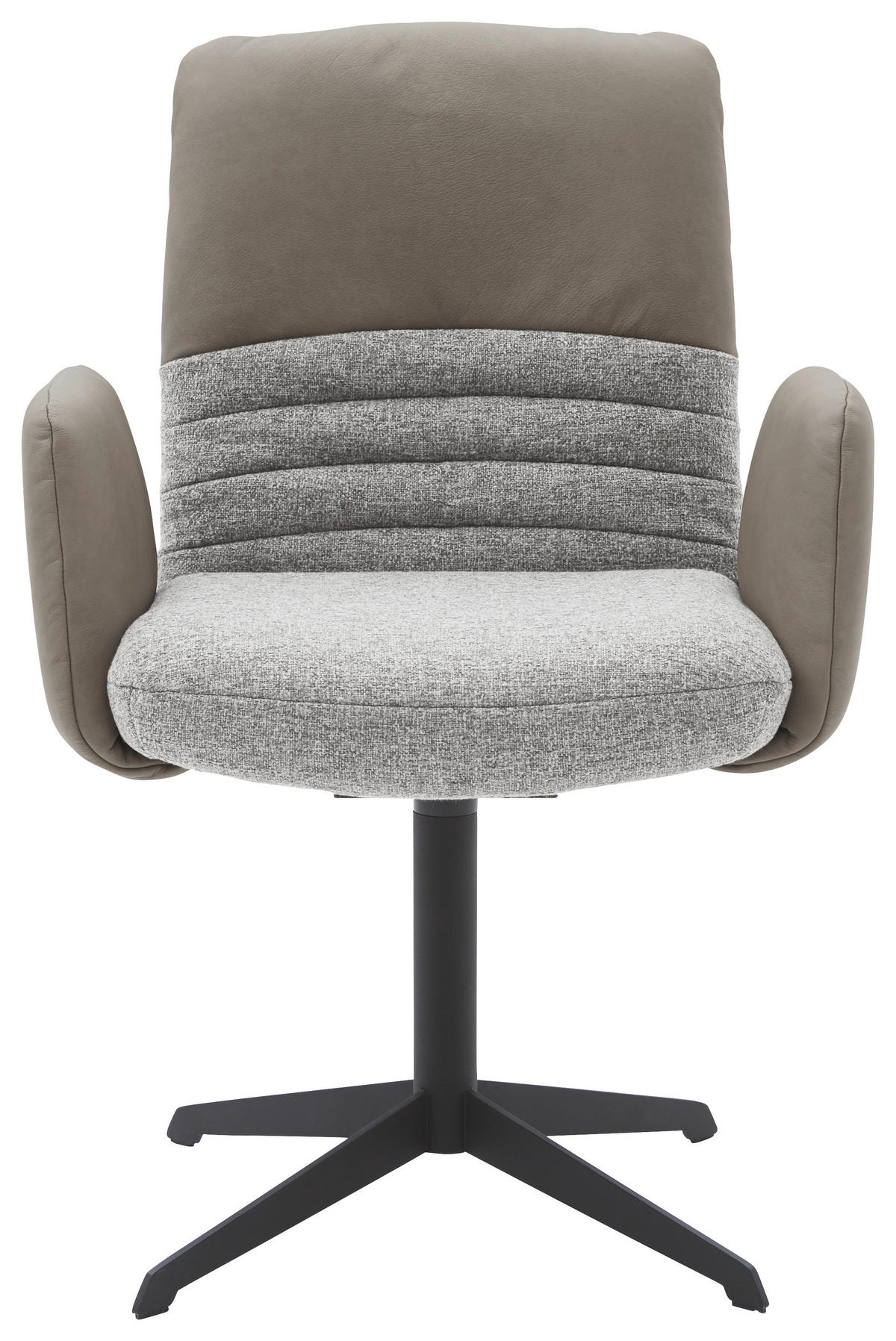 ARMLEHNSTUHL  in Stahl Flachgewebe Echtleder pigmentiert  - Hellgrau/Schwarz, Design, Leder/Textil (64/93/69cm) - Dieter Knoll