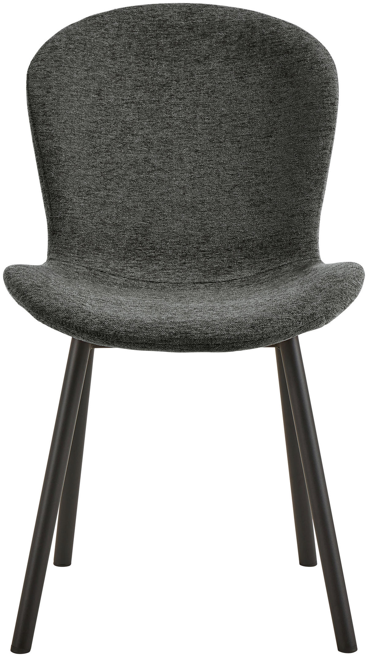 STUHL 2 Stück  in Stahl Flachgewebe  - Dunkelgrau/Schwarz, Trend, Textil/Metall (50/86/58cm) - MID.YOU