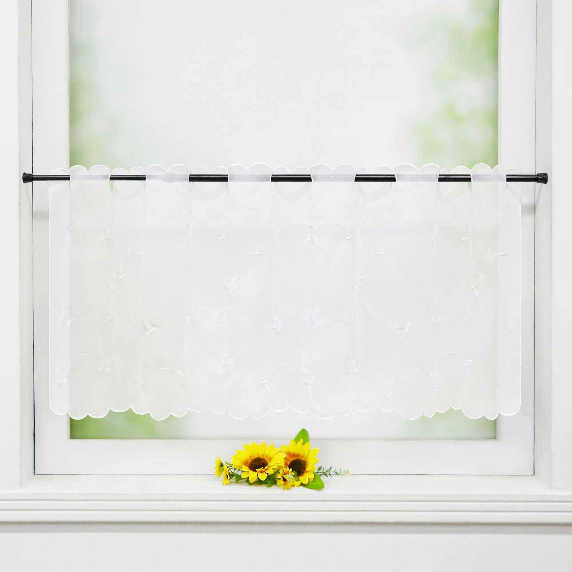 SCHEIBENGARDINE   90/30 cm   - Weiß Hochglanz, Basics, Textil (90/30cm)