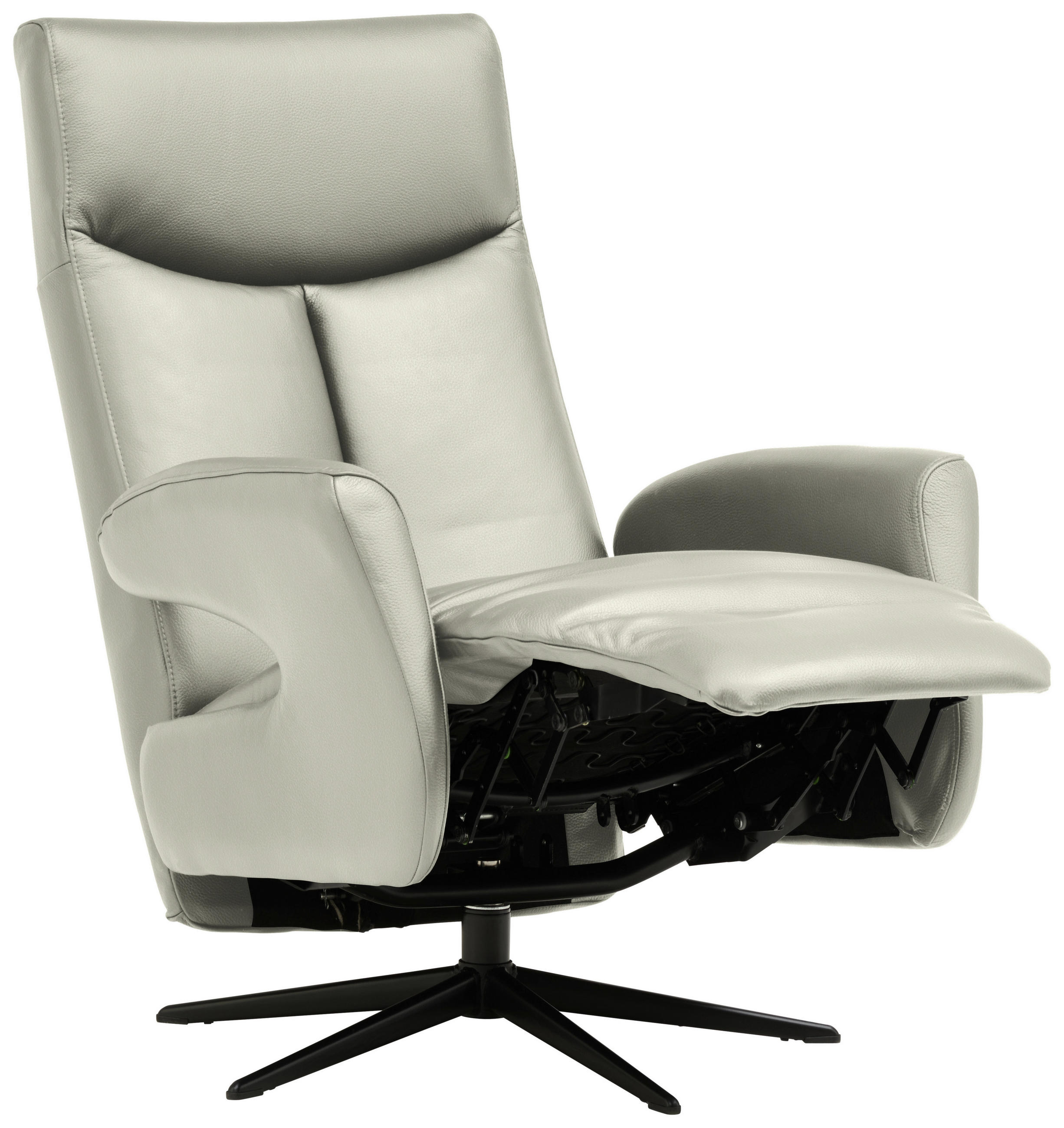 RELAXSESSEL in Leder Hellgrau  - Hellgrau/Schwarz, Design, Leder/Metall (74/105/82cm) - Welnova