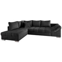 ECKSCHLAFSOFA Schwarz Mikrofaser  - Silberfarben/Schwarz, Design, Holz/Textil (202/298cm) - MID.YOU