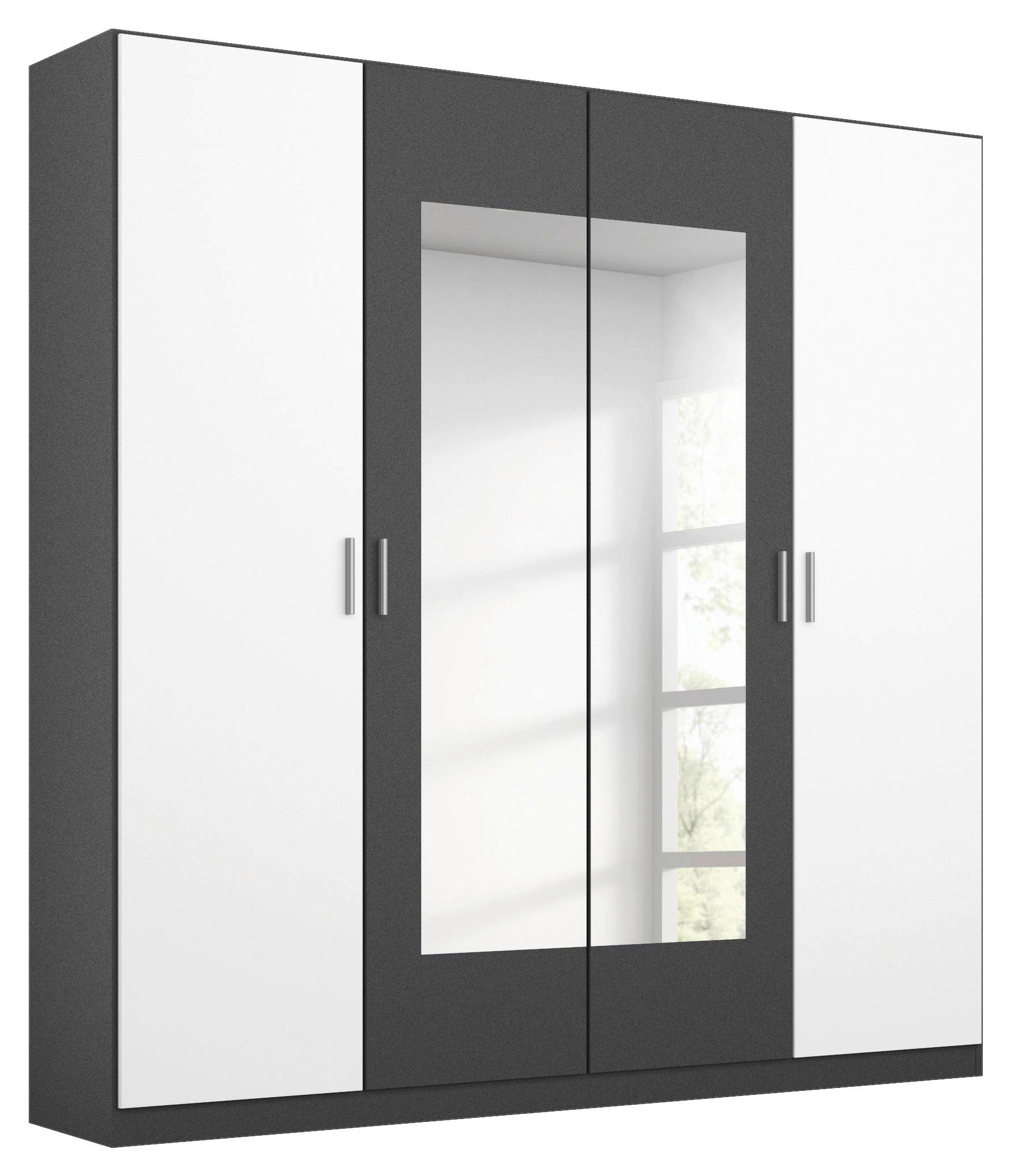 Drehtürenschrank Mit Spiegel 181 cm Borneo Grau/Weiß