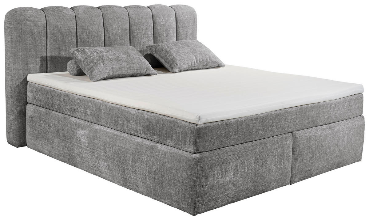 BOXSPRINGBETT 200/220 cm  in Grau  - Schwarz/Grau, LIFESTYLE, Holzwerkstoff/Kunststoff (200/220cm) - Boxxx