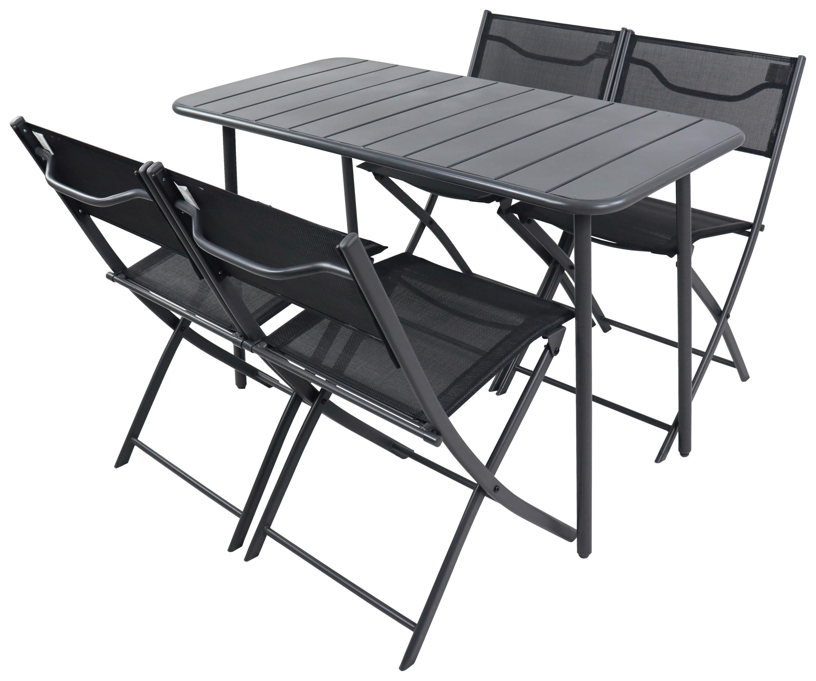 GARTENSET 5-teilig Struktur Stahl 5-teilig  - Schwarz, MODERN, Kunststoff/Textil - Ambia Garden
