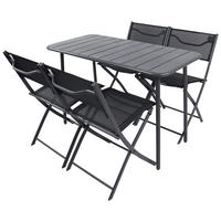 GARTENSET 5-teilig Struktur Stahl 5-teilig  - Schwarz, MODERN, Kunststoff/Textil - Ambia Garden
