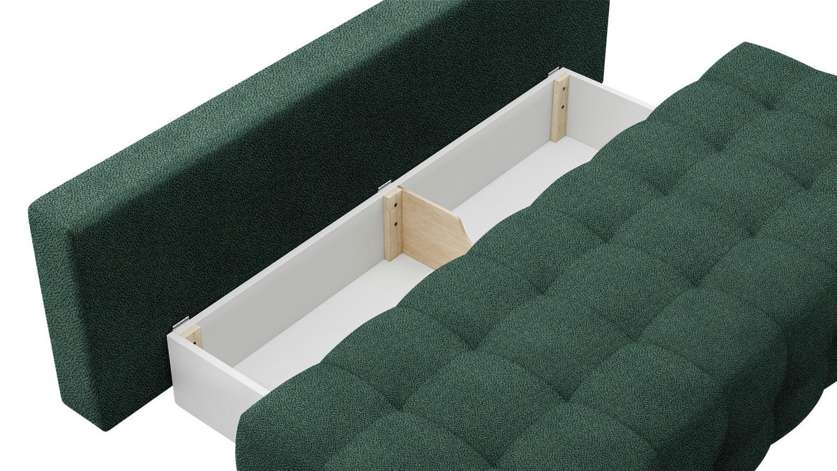 SCHLAFSOFA in Chenille, Plüsch Grün  - Schwarz/Grün, KONVENTIONELL, Kunststoff/Textil (209/96/100cm) - Stylife