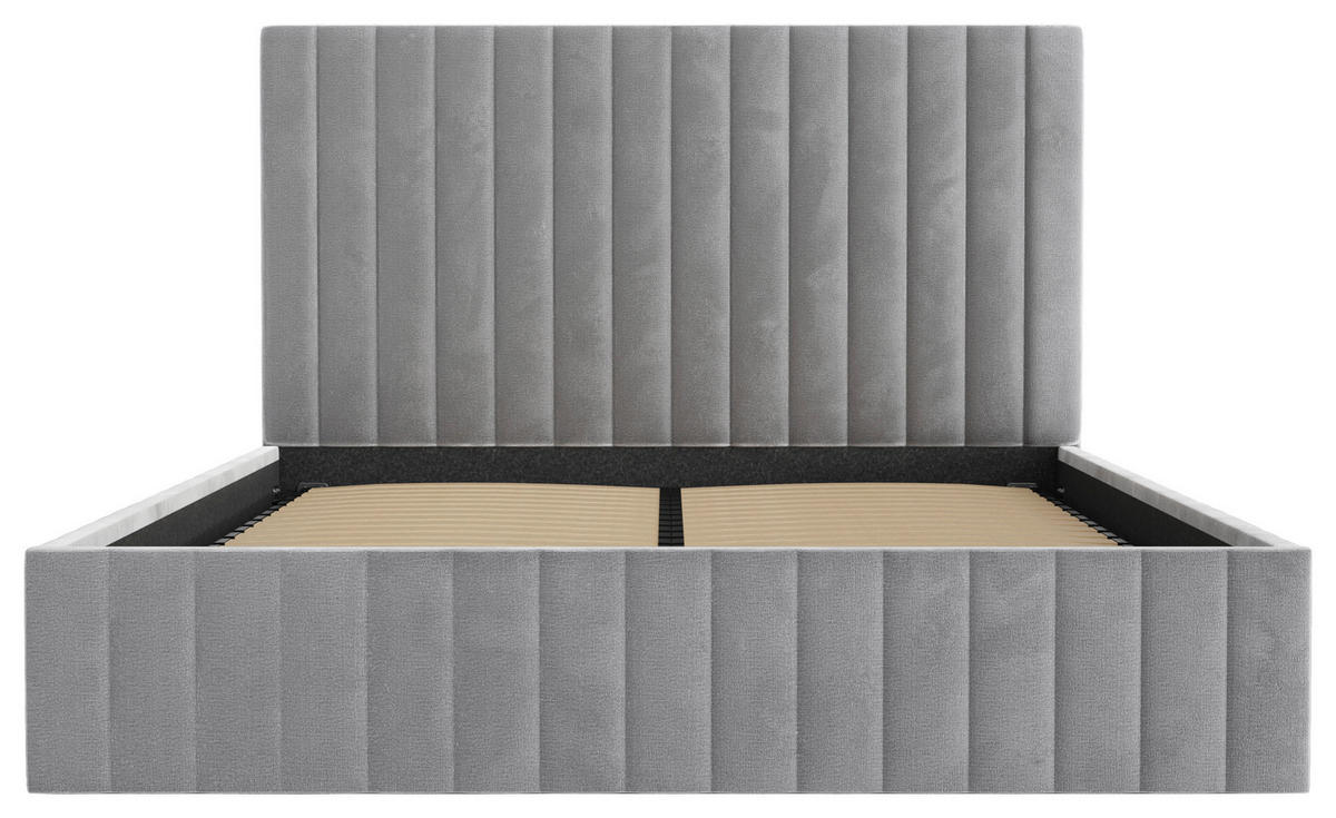 POLSTERBETT Bettkasten, Lattenrost 180/200 cm  in Hellgrau  - Hellgrau/Schwarz, Design, Holz/Textil (180/200cm) - Boxxx
