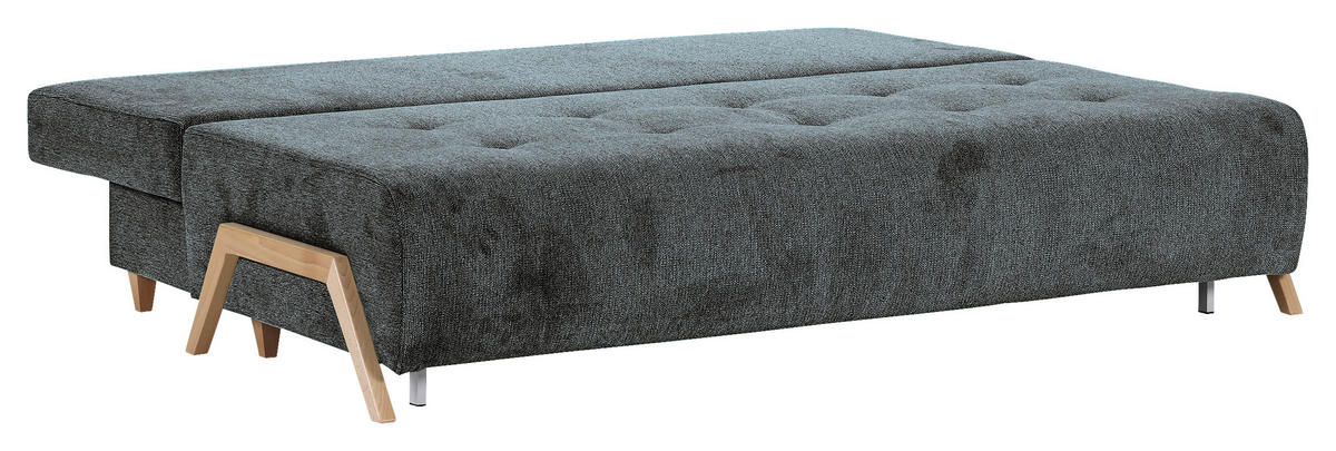 SCHLAFSOFA  mit Liegefunktion, Rücken echt Flachgewebe Dunkelgrau  - Dunkelgrau/Buchefarben, KONVENTIONELL, Holz/Textil (204/75/100cm) - Carryhome