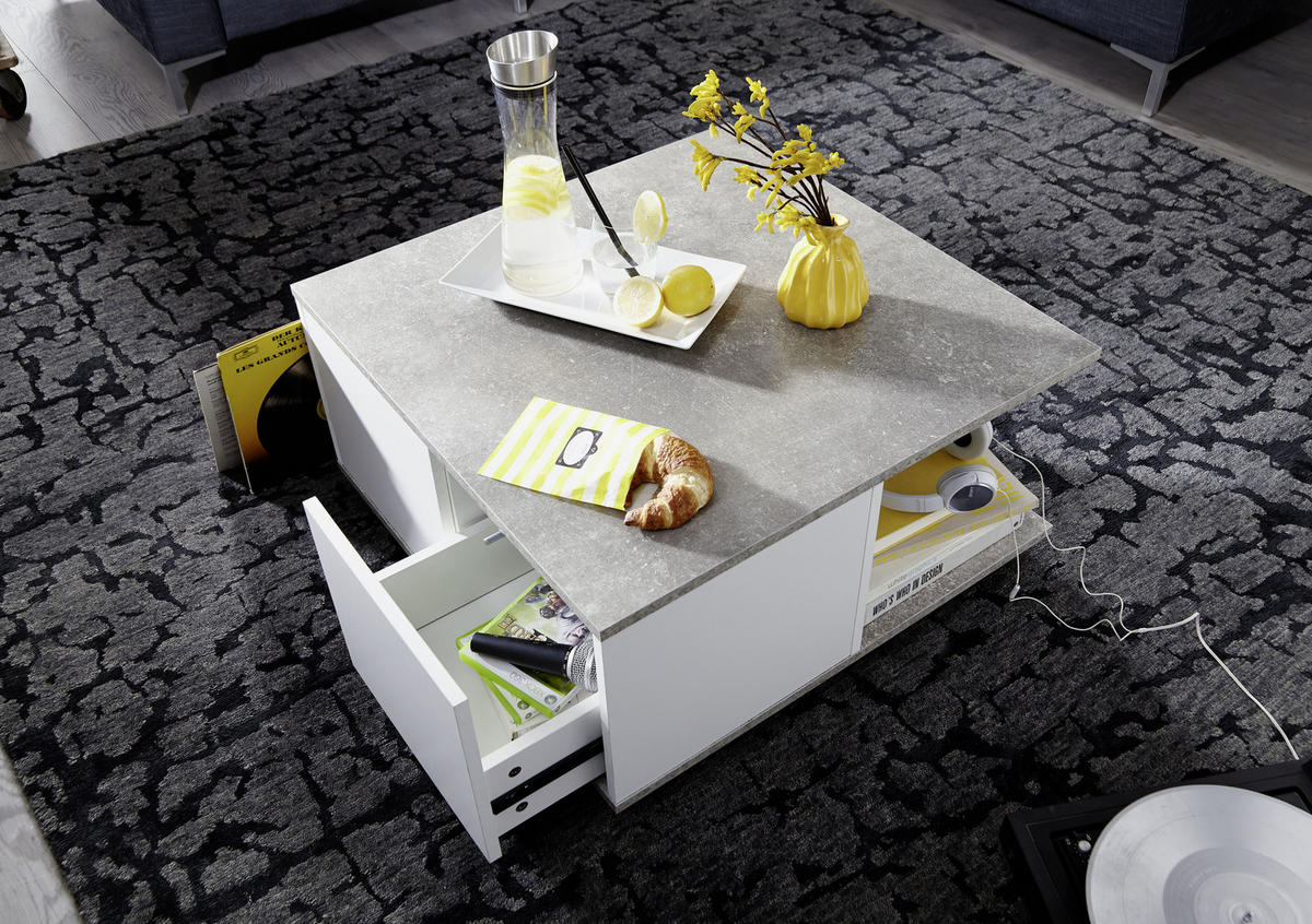 COUCHTISCH in Holzwerkstoff 70/70/36,5 cm  - Weiss/Grau, Modern, Holzwerkstoff/Kunststoff (70/70/36,5cm) - MID.YOU