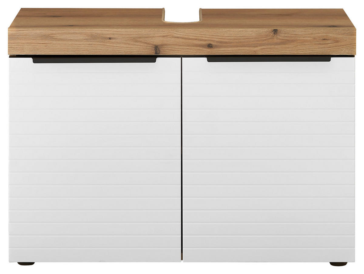 WASCHBECKENUNTERSCHRANK 80/56/34 cm  - Weiss/Eichefarben, Basics, Holzwerkstoff/Kunststoff (80/56/34cm) - MID.YOU