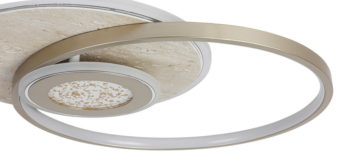 LED PLAFONJERA Travera  - boja hroma/šampanjac, Dizajnerski, kamen/metal (54,5/43/8cm) - Novel