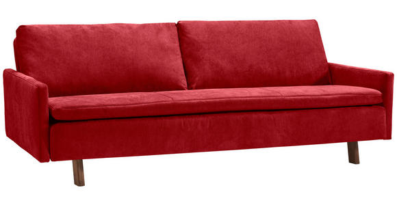 SCHLAFSOFA Flachgewebe Rot  - Eichefarben/Rot, KONVENTIONELL, Holz/Textil (220/85/98cm) - Carryhome