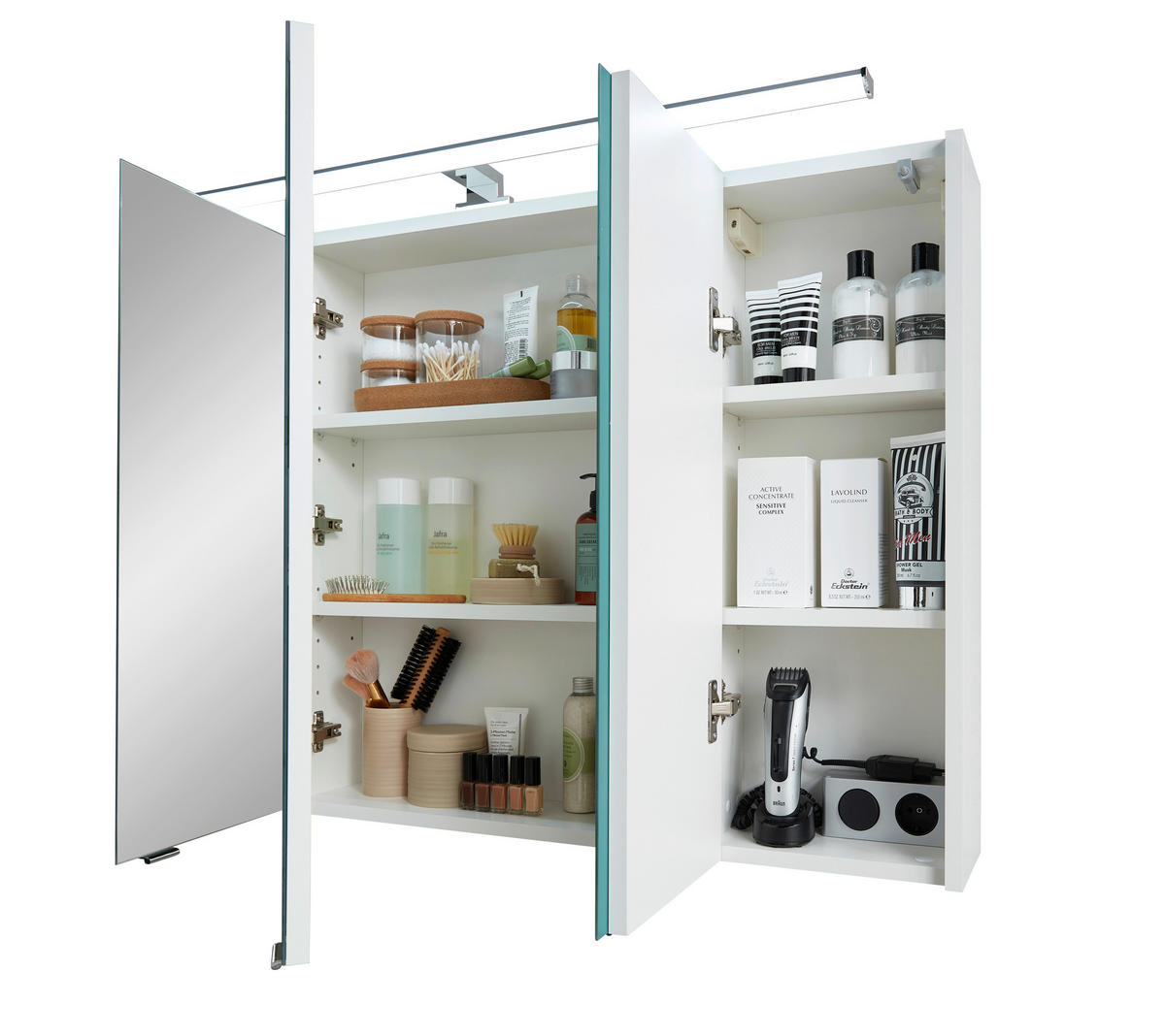 TÜKRÖS SZEKRÉNY 105/70/16 cm  - krómszínű/fehér, Konventionell, faalapú anyag/Üveg (105/70/16cm) - Xora