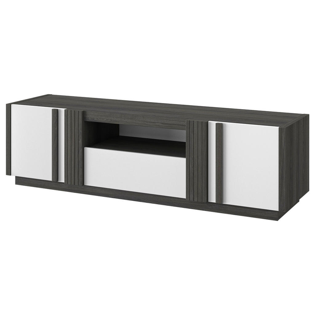 Thumbnail - Mid.you Tv-Element Aston, Schwarz, Weiß Hochglanz, Holzwerkstoff, Holzoptik, 2 Fächer, 1 Schubladen, 46x180x51 cm, ISO 9...