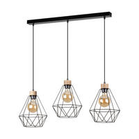 HÄNGELEUCHTE 80/25/120 cm  - Eichefarben/Schwarz, KONVENTIONELL, Holz/Metall (80/25/120cm)