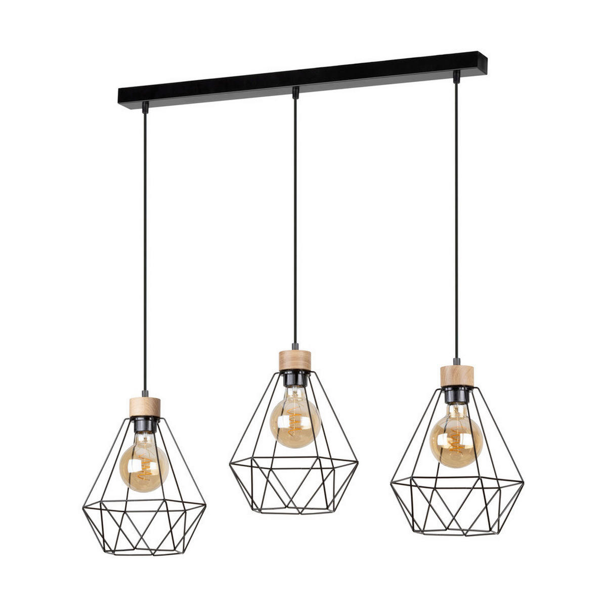 HÄNGELEUCHTE 80/25/120 cm  - Eichefarben/Schwarz, KONVENTIONELL, Holz/Metall (80/25/120cm)