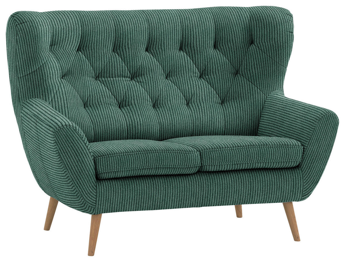 2-SITZER-SOFA in Cord Grün  - Eichefarben/Grün, Design, Holz/Textil (137/101/95cm) - Stylife
