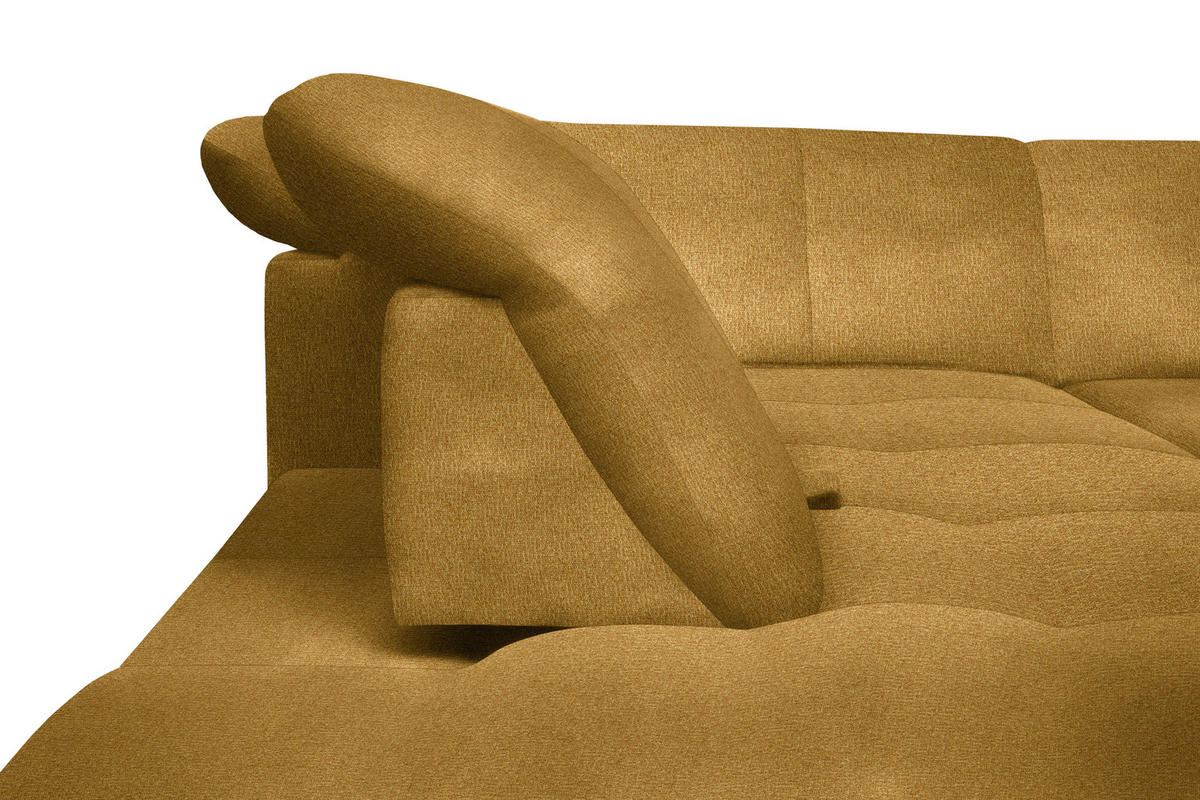 ECKSOFA in Flachgewebe Currygelb  313/242 cm  - Currygelb/Schwarz, Design, Textil/Metall (313/242cm) - Xora