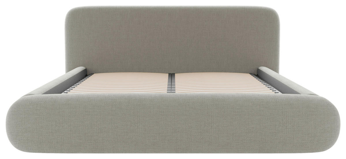 POLSTERBETT 160/200 cm,  in Hellgrau, gepolstertes Kopfteil, Lattenrost, Bettkasten,  - Hellgrau/Schwarz, Design, Holz/Textil (160/200cm) - Chameo