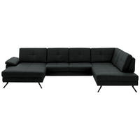 WOHNLANDSCHAFT in Lederlook, Mikrofaser Anthrazit  - Anthrazit/Schwarz, Design, Textil/Metall (345/220cm) - Beldomo System