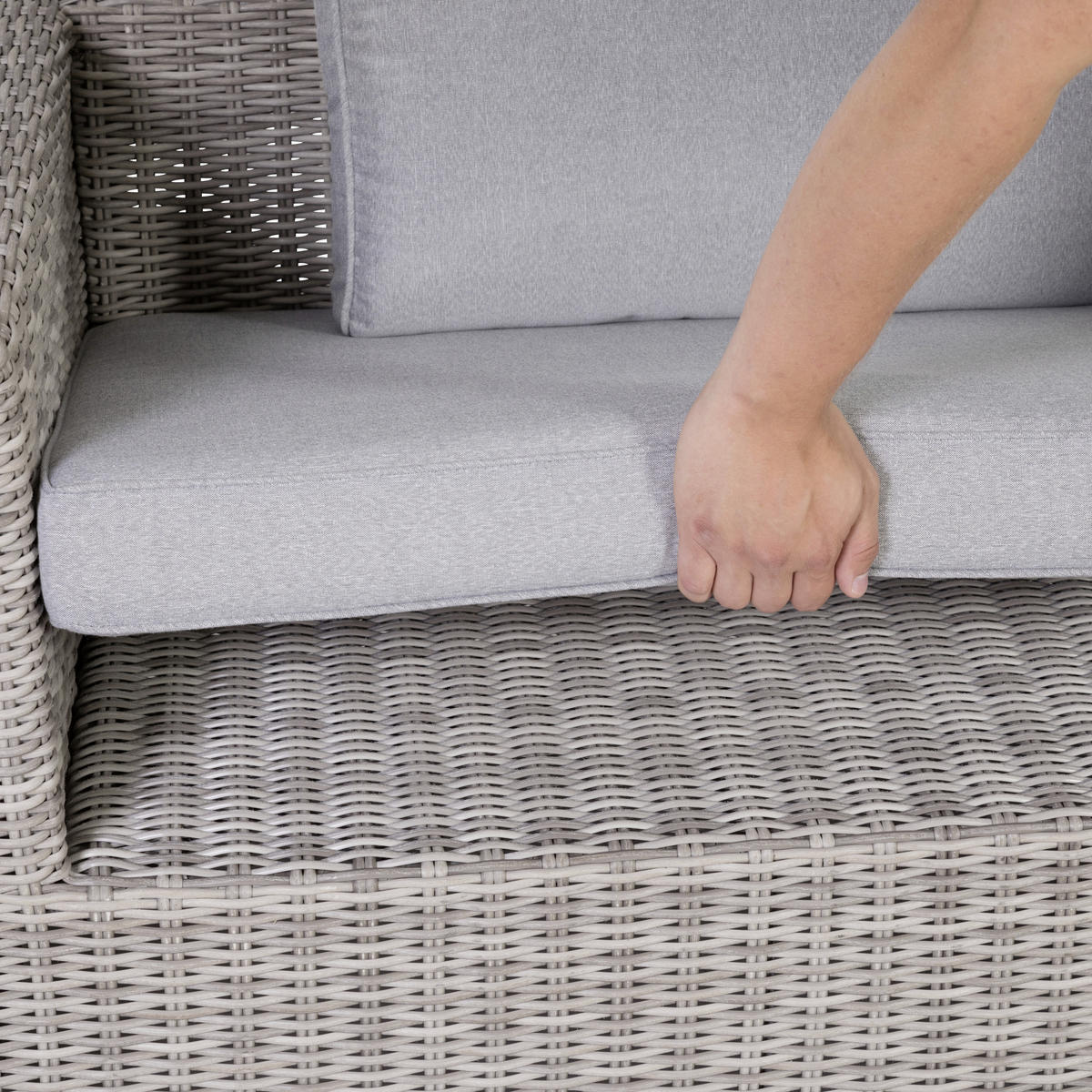 LOUNGEGARNITUR   93/65/71 cm Stahl  - Grau, Basics, Glas/Textil (93/65/71cm) - Gardenson