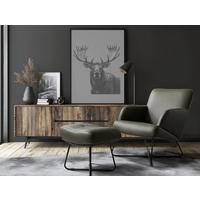 SESSELSET Echtleder Grau  - Kirschrot/Schwarz, Design, Leder/Metall (67/87/74cm) - Livetastic