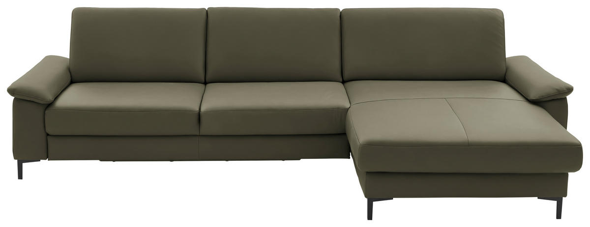 ECKSOFA Echtleder Waldgrün  - Waldgrün/Schwarz, Design, Leder/Metall (334/176cm) - Dieter Knoll
