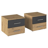 NACHTSCHRANKSET 40/36/40 cm  - Alufarben/Eiche Artisan, KONVENTIONELL, Holzwerkstoff/Kunststoff (40/36/40cm)