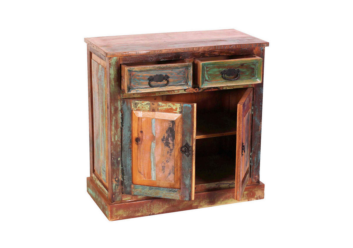 KOMMODE , 80/40/80 cm, 2 Schublade(n)  - Multicolor/Schwarz, Design, Holz/Metall (80/40/80cm) - MID.YOU