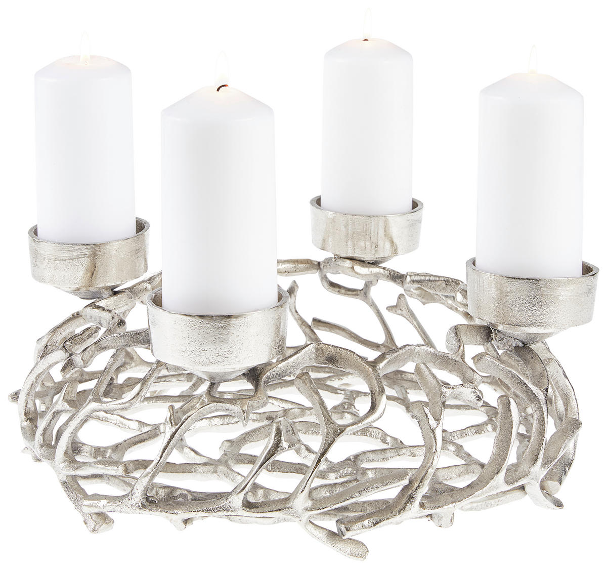 ADVENTSKRANZ  - Silberfarben, Basics, Metall (38/15/38cm)