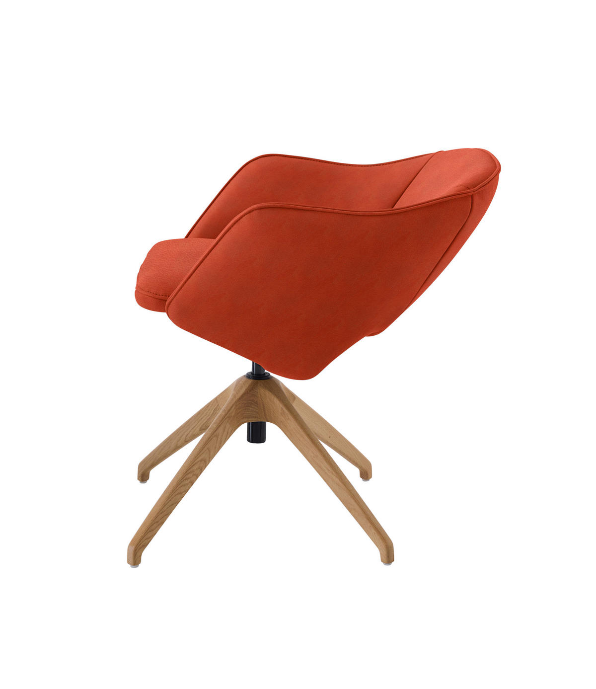 ARMLEHNSTUHL  in Echtleder naturbelassen  - Wildeiche/Rotorange, Design, Leder/Holz (63/74-90/57-73cm) - Koinor