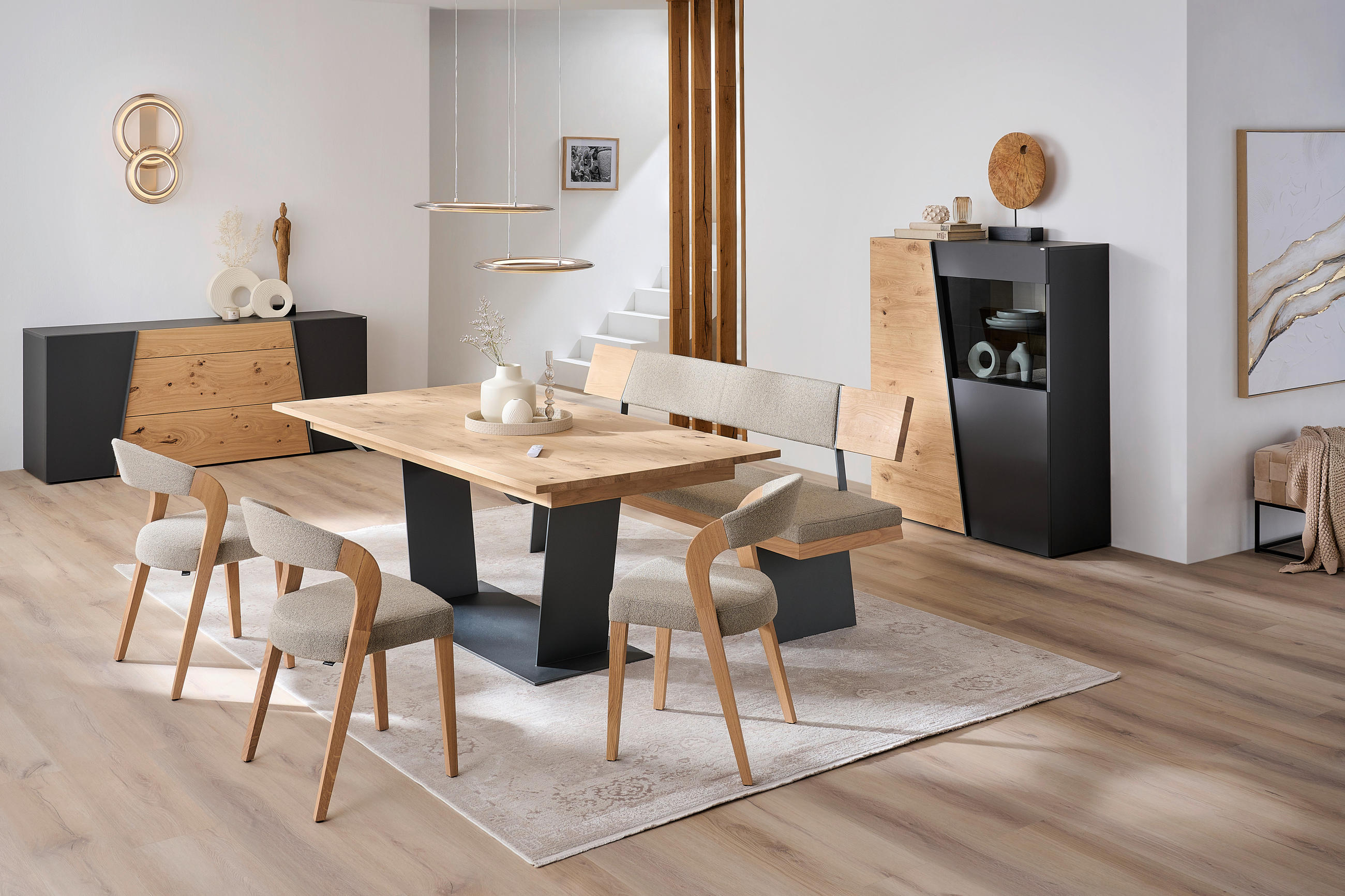 HIGHBOARD  in 112/138/42,3 cm  - Wildeiche/Graphitfarben, Natur, Glas/Holz (112/138/42,3cm) - Voglauer