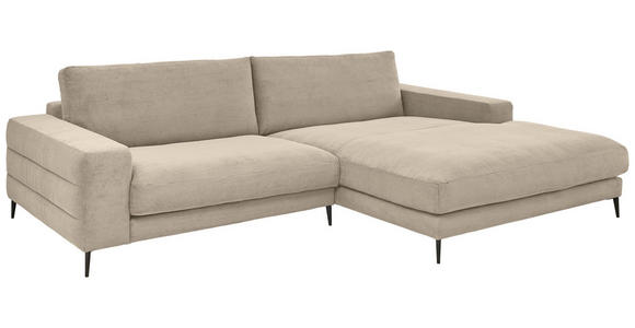 ECKSOFA in Feincord Sandfarben  - Sandfarben/Schwarz, Design, Textil/Metall (293/207cm) - Dieter Knoll