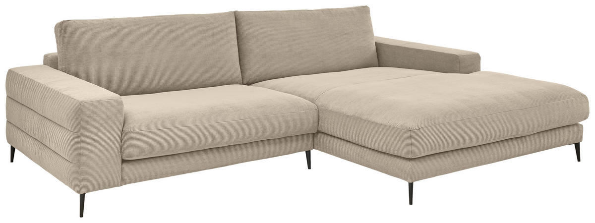 ECKSOFA in Feincord Sandfarben  - Sandfarben/Schwarz, Design, Textil/Metall (293/207cm) - Dieter Knoll