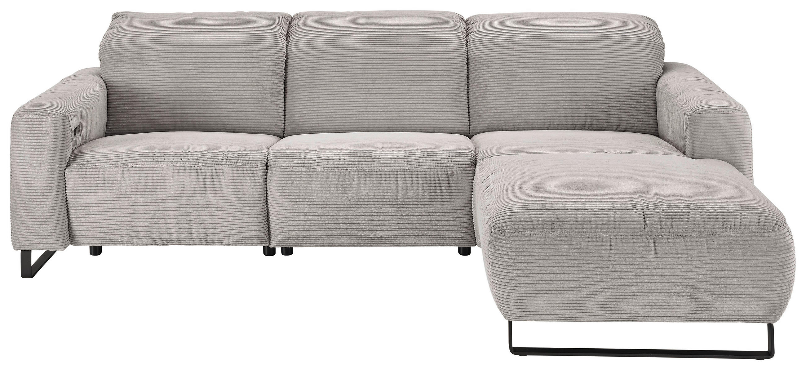 ECKSOFA in Cord Grau  - Schwarz/Grau, Konventionell, Textil/Metall (266/180cm) - Hom`in