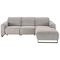 ECKSOFA in Cord Grau  - Schwarz/Grau, Konventionell, Textil/Metall (266/180cm) - Hom`in