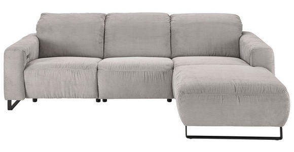 ECKSOFA in Cord Grau  - Schwarz/Grau, KONVENTIONELL, Textil/Metall (266/180cm) - Hom`in